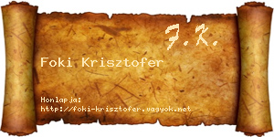 Foki Krisztofer névjegykártya